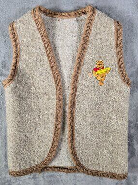 Distressed Vintage 1980s Beige Winnie the Pooh Western Vest (Girls 7/8)